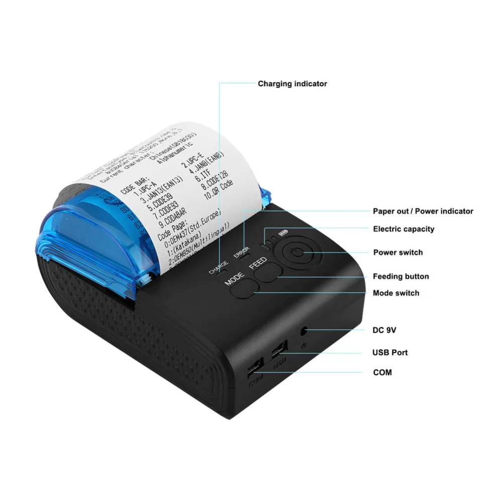 58 мм Термопринтер Bluetooth Android термопринтер POS чековый принтер для супермаркета