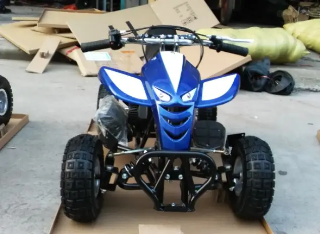 49CC двухтактным двигателем маленький четырехколесный ATV бензин go kart для взрослых и детей, скутер вездеход четырехколесное светодиодное в байкерском стиле - Цвет: Синий