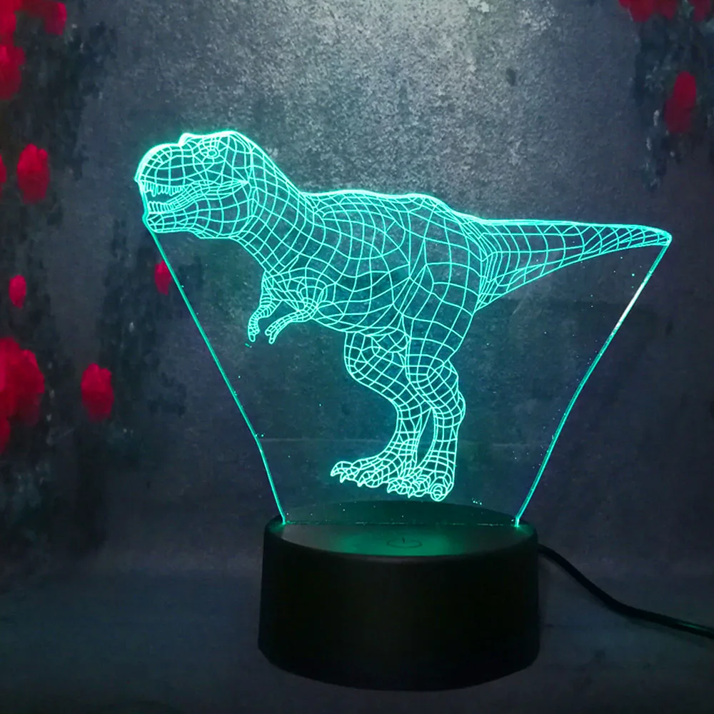 Милый Парк Юрского периода мальчик подарок динозавр тираннос 3D ночник Led 7 цветов