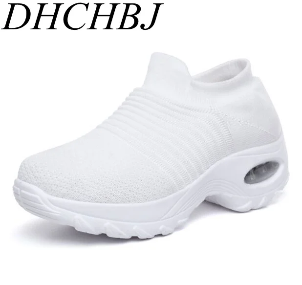 Женские кроссовки на платформе сетчатые сникерсы толстой подошве прогулочная