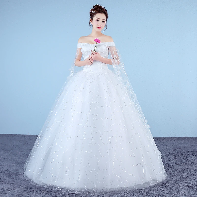 Недорогое модное Настоящее фото Customizd vestido de noiva de свадебное платье нового корейского размера плюс Белое Бальное платье принцессы
