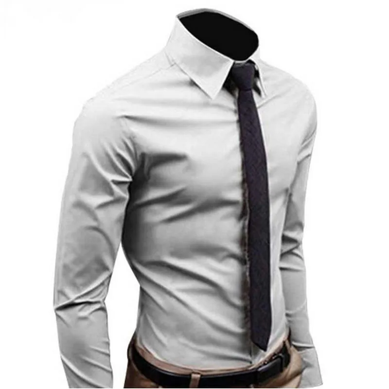 2019 Men Shirt Long Sleeve Fashion Mens Casual Shirts Cotton Solid Color Business Slim Fit Social Camisas Masculina |