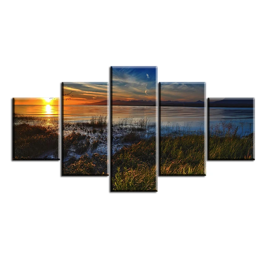 

5 pcs one set landscape-sunset-pictures NO FRAME Oil Painting Canvas Prints Wall Art Pictures For Living Room Decorations