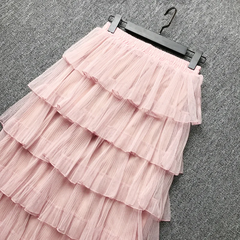 Новинка 2019 модная однотонная Макси-юбка с высокой талией и деревянными ушками