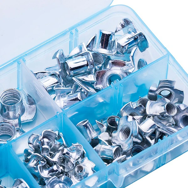 80 Pcs/set M3 M4 M5 M6 M8 Zinc Plated Four Claws Nut Speaker T-nut Blind Pronged Tee Furniture Assortment Kit | Обустройство дома