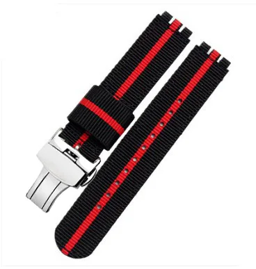 Модный Полосатый нейлоновый ремешок 17мм19мм для SWATCH YGS/YAS/YLS/YCS/SUO цветные спортивные Ремешки для наручных часов водонепроницаемые и пот - Цвет ремешка: 10 Butterfly buckle