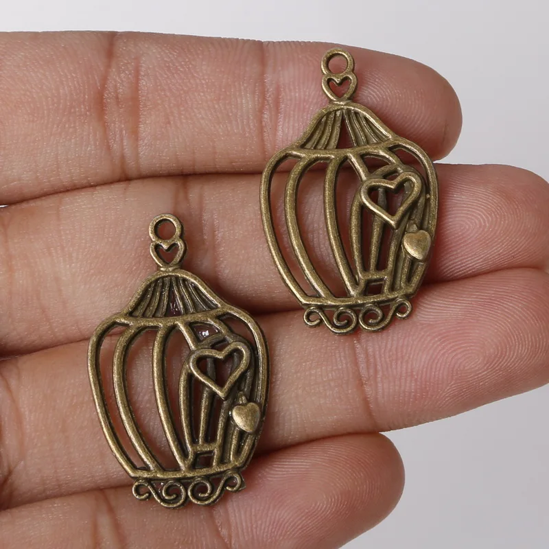 Оптовая продажа подвеска в виде клетки птицы винтажные подвески Смешанная