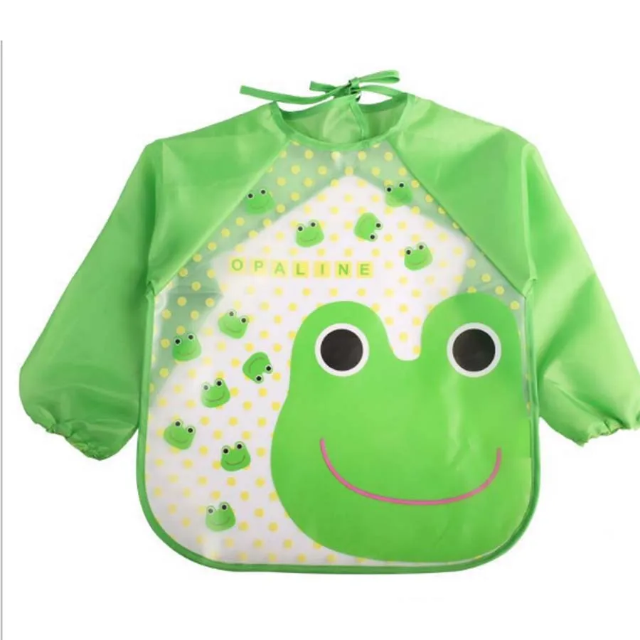Green Frog Детские нагрудники для младенцев, тканевые шарфы для малышей, халат для кормления с длинным рукавом, водонепроницаемый комбинезон с животными, аксессуары для кормления младенцев - Цвет: Green Frog