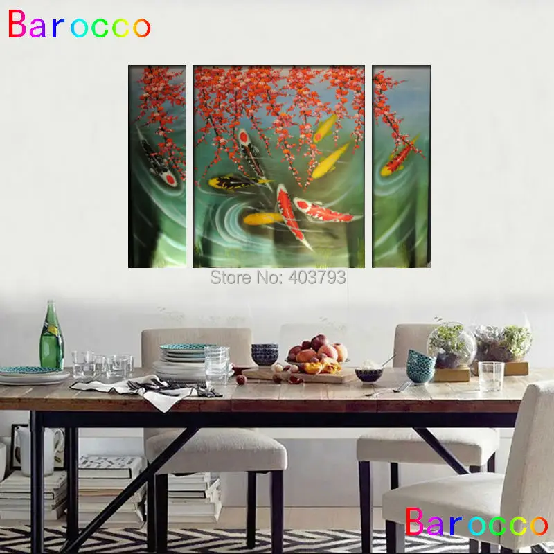 HUGE Canvas Wall Art Contemporary Abstract Oil Painting Koi Fish no frame | Дом и сад
