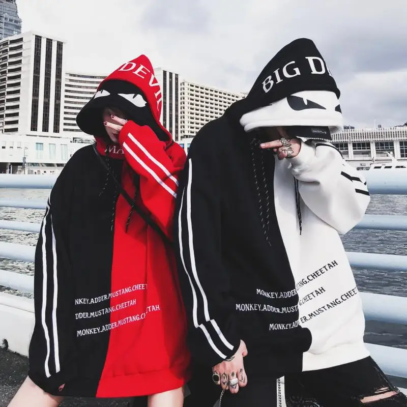 Embroidery Letter Animal Pullover Hoodies Men Hip Hop Harajuku Casual Hooded Sweatshirts Fleece | Женская одежда