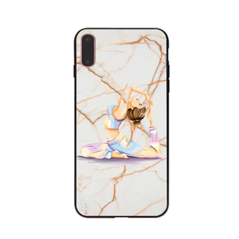 Милый мраморный чехол для телефона с рисунком девушки йоги Apple iPhone 7 8 6 6S Plus X XS MAX 5 5S