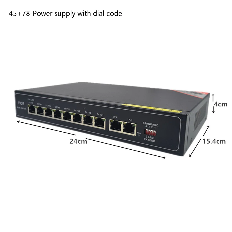 10 Порт gigabit Неуправляемый коммутатор poe switch, 8*10/100 Мбит/с POE и разъёмы; 2*10/100/1000 Мбит/с на ссылку и разъёмы; NVR порт 280M сетевой коммутатор