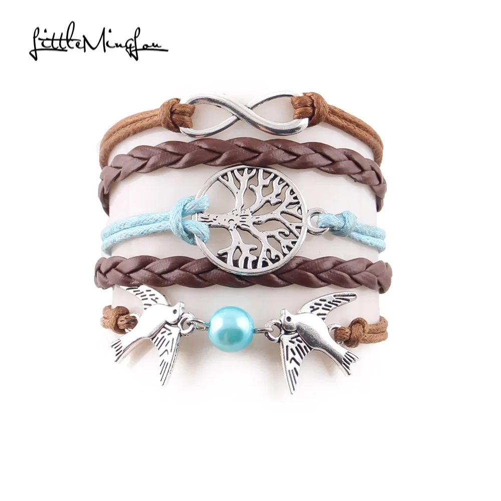 Женский кожаный браслет Infinity Tree из искусственной кожи с подвеской в виде