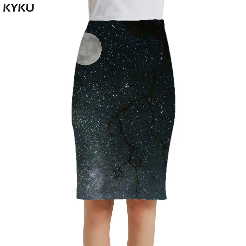 Женская юбка с цветочным принтом KYKU разноцветная трикотажная в китайском стиле