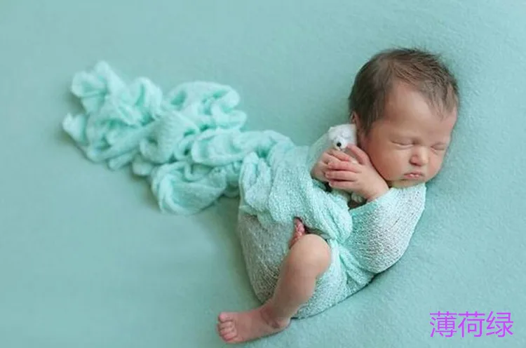 Простыня для новорождённого Опора 40*150 см фонов одеяло 15 цветов Bebe реквизит для фотосессии - Цвет: Небесно-голубой