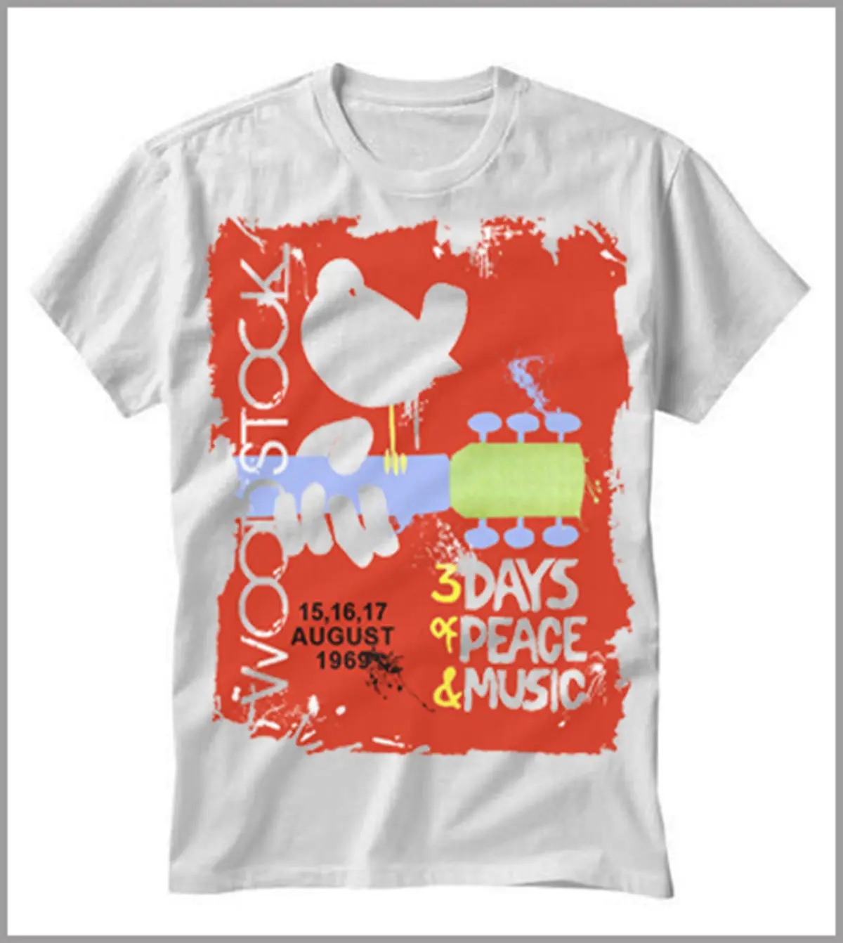 Футболка UOMO DONNA WOODSTOCK 3 дня мира и музыки AGOSTO 1969 GEN0356 удобная футболка 100% хлопок для