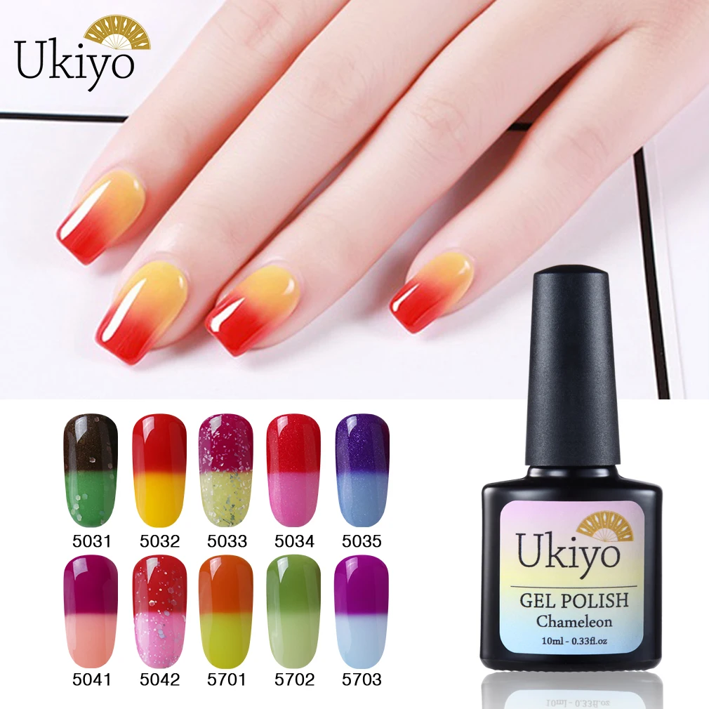 

Укиё 10 мл Температура Цвет-изменение гель Лаки гель лак для ногтей УФ-гель для дизайна ногтей! Полупостоянная светодиодный светильник гель ...