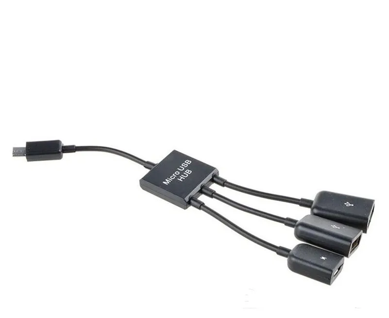 200 шт./лот * 3 в 1 micro usb OTG концентратор Кабельный разъем Spliter порта Micro USB зарядное