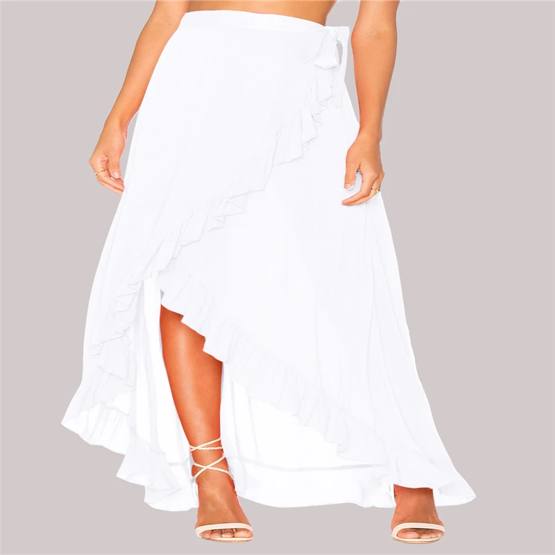 Шифоновая юбка CANIS в стиле бохо с высокой талией парео для пляжа макси разрезом