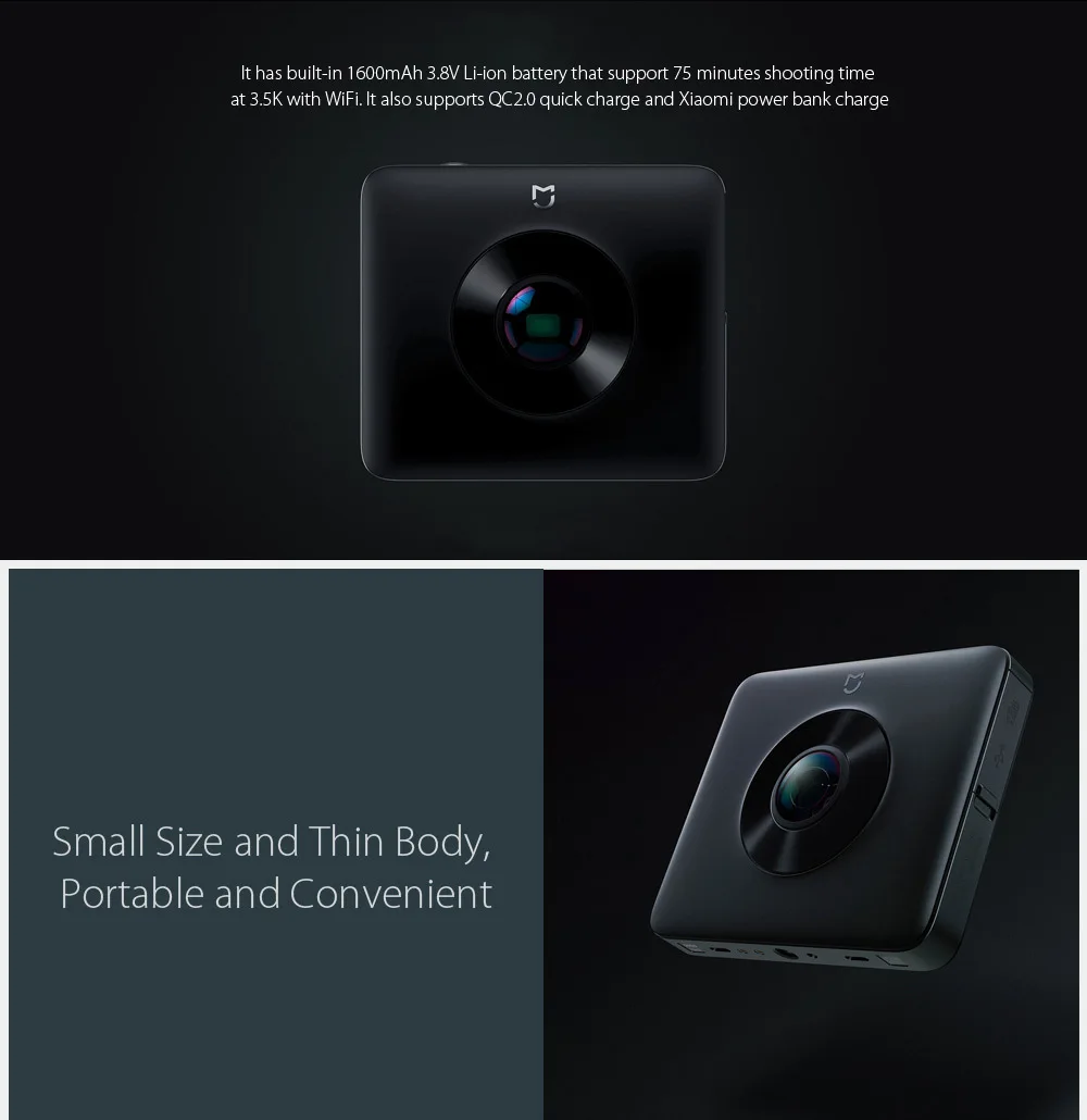 Оригинал Сяо mi Цзя 360 Panora c Камера 16MP Сенсор 3 5 К Запись видео 6 оси анти shake