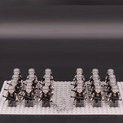 24 шт., строительные блоки для солдатиков playmobil, военные Мини фигурки, оружие, модель оружия, аксессуары, оригинальные игрушки