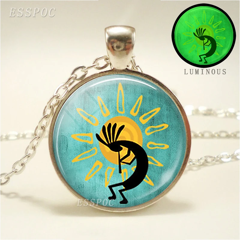 

Kokopelli Sun Dance Necklace Kokopelli Pendant Luminous Jewelry Chain Necklace Glow In The Dark