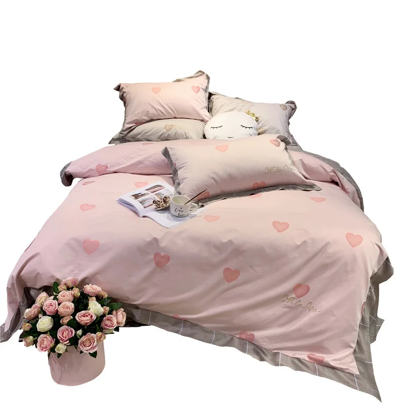 Пододеяльник с милым сердечком для девочек жаккардовое переплетение постельное