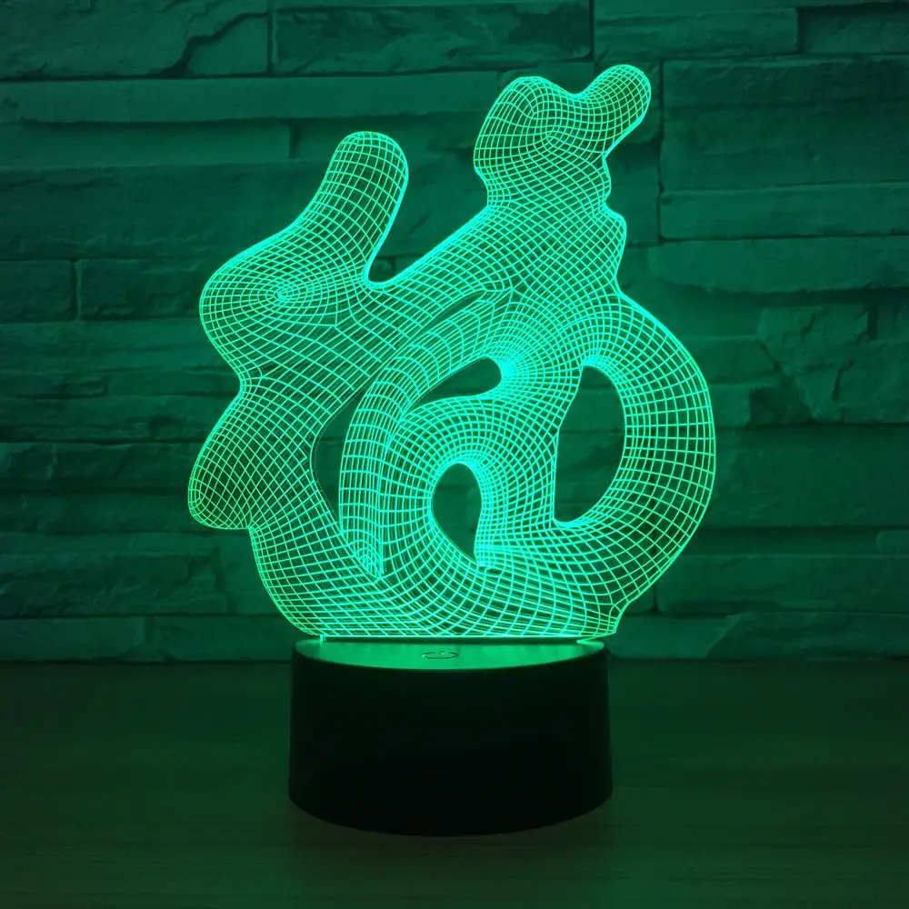 3D китайские иероглифы благословение ФУ USB визуальный светодиодный сенсорный