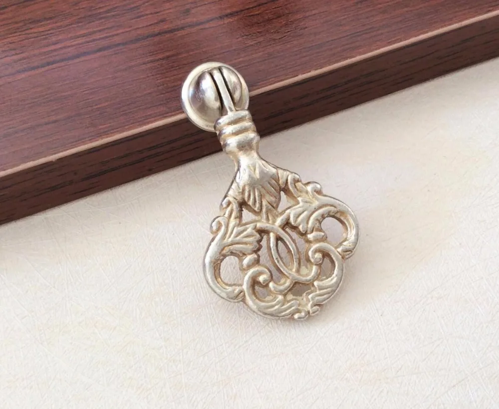 Ретро ящик капли серебряные ручки комода цветок шкаф капли/деревенский кухонная