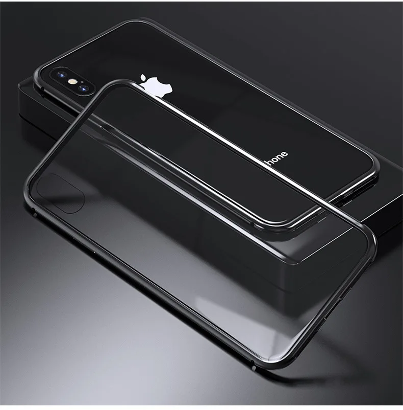 Чехол для iPhone 8 Plus Магнитный адсорбционный металлический флип-чехол для телефона для iPhone XS MAX закаленное стекло чехол