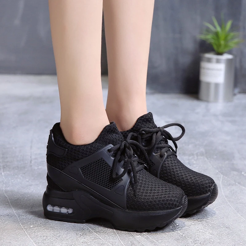 High heels for women's casual shoes 9 cm spring/summer 2019 women platform and red breathable mesh sneakers | Обувь