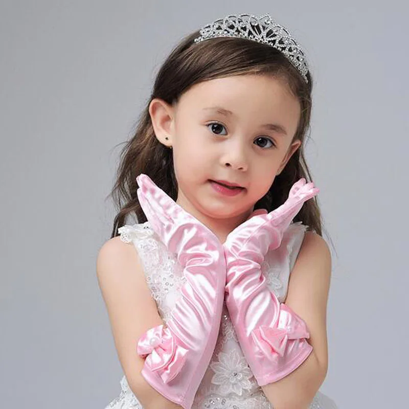 

1 Pair New Long Girl Gloves Bowknot Princess Solid Gloves for Children's Day Cute Prom Dance Birthday Party Accessories Mittens