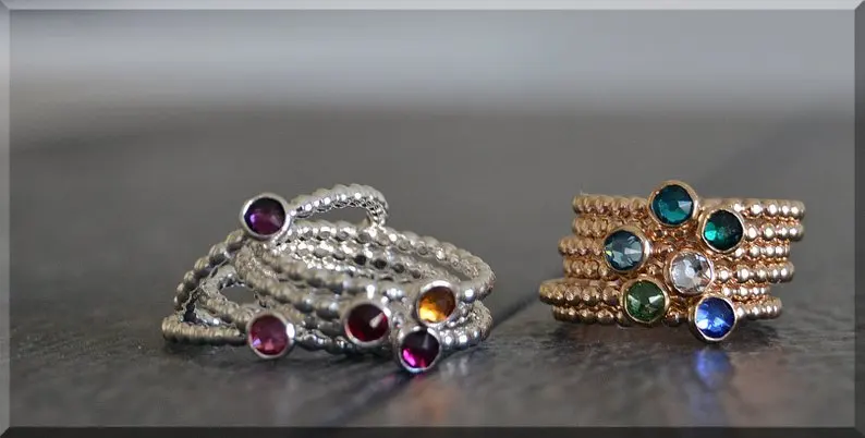 Набор из 5 14 k золотых камней несколько колец Swarovski кольцо с камнем для матери стек