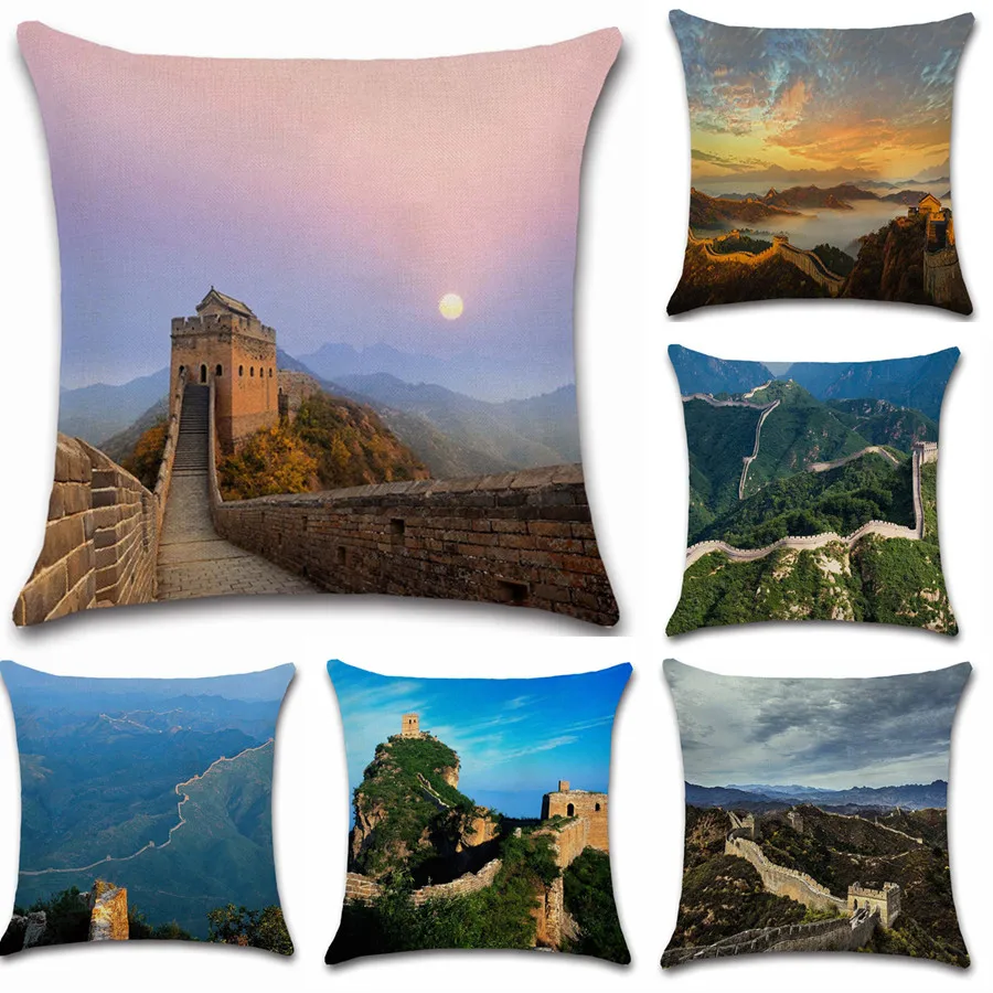 World famous scenery Great Wall of China photos pillow case Cushion Cover decoration for home sofa chair seat friend kids gift | Дом и сад