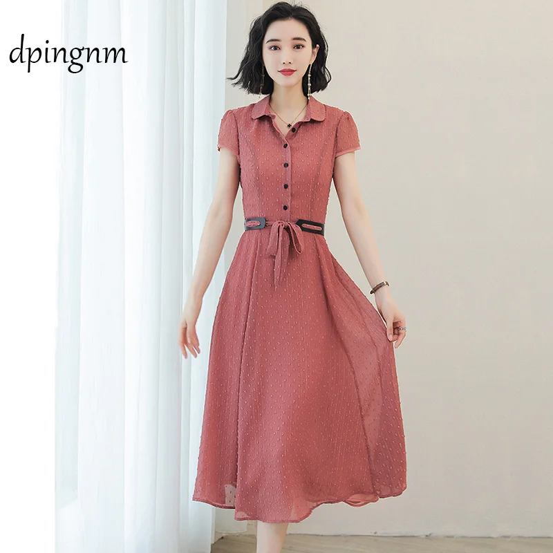 Женское винтажное платье до середины икры повседневное милое на пуговицах с