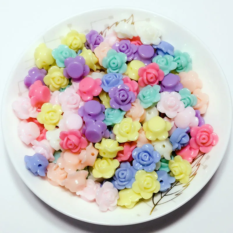 110 _ акриловые бусины россыпью в форме цветка милое ожерелье браслет сделай сам