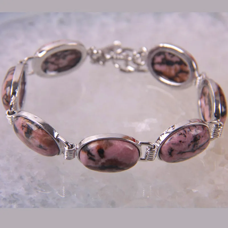 Браслет с бусинами из родонита 8 дюймов ювелирные изделия для женщин подарок G048 |