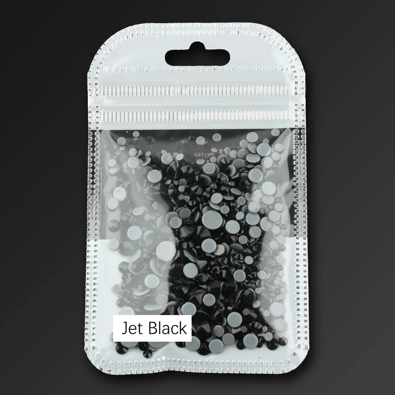 Jet black Высокое качество, исправление хрусталя и искусственного алмаза, прозрачный SS6-SS30, разные размеры, кристаллы и камни, 1000 шт./лот, для одежды, сделай сам - Цвет: Jet black