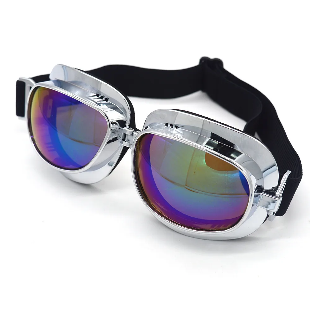 Colorful Lens Mooreaxe очки для мотоцикла Harley Винтаж Половина лица реактивный шлем стимпанк Пилот Стиль очки ветрозащитный - Цвет: Colorful Lens