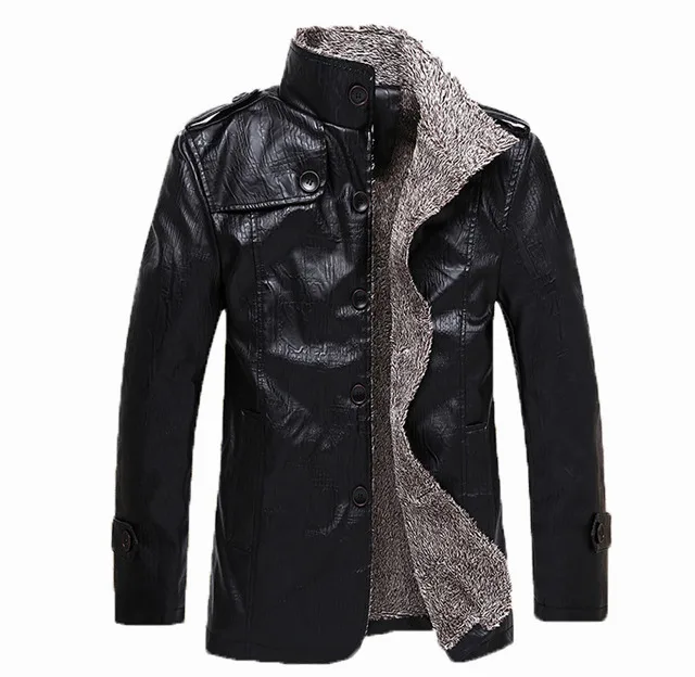 Black NaranjaSabor зимние 8XL мужские кожаные куртки повседневные пальто мужские флисовые теплые ветровки из искусственной кожи мужская брендовая одежда N404 - Цвет: Black