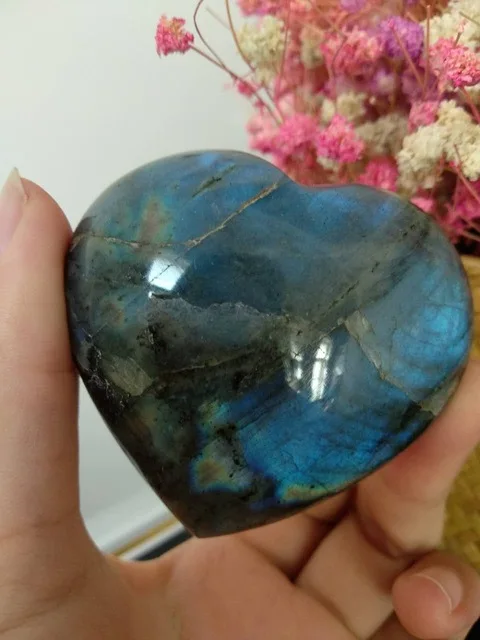 137g Natural Beautiful Rainbow Flash Labradorite Stone Crystal Heart Healing | Дом и сад