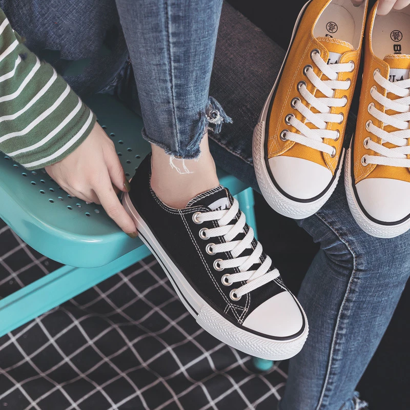 Woman Shoes Summer New Fashion Women Shoes Casual Flats Solid Canvas Classic Solid Candy Color Women Casual Shoes Sneakers
