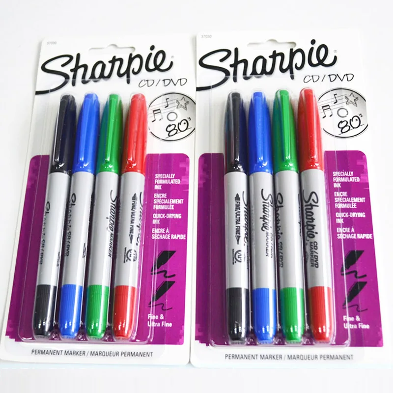 Двусторонний маркер sharpie для компакт дисков/DVD 4 цвета 37030|Фломастеры| |