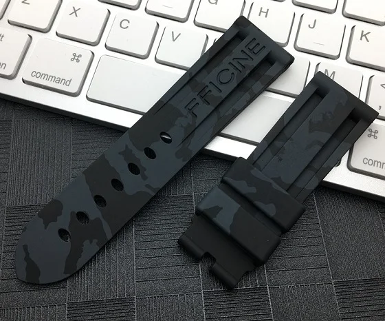22mm grey camo Спортивные 22 мм/24 мм камуфляж, серый, зеленый, красный, синяя силиконовая резина Ремешок для наручных часов Panerai Ремень для PAM111 часы браслет Бесплатные инструменты - Цвет ремешка: 22mm grey camo