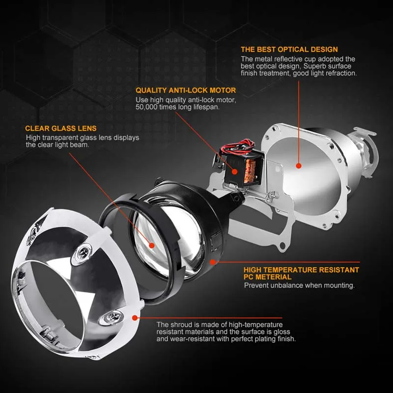 Комплект для модификации автомобильных фар HID Bi xenon 2 5 дюйма адаптер H4 H7 55 Вт