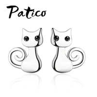 new fashion cutelively cat stud earrings for women 925 sterling silver engagementwedding party black eye cute stud earrings