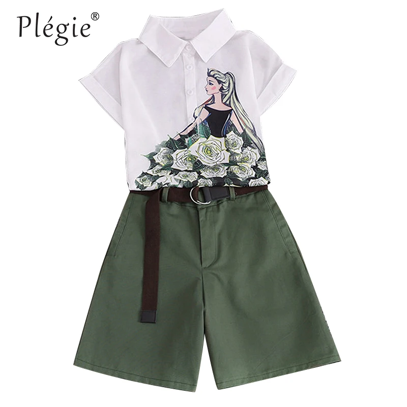 Plegie комплект из двух предметов Летняя женская одежда с короткими рукавами и