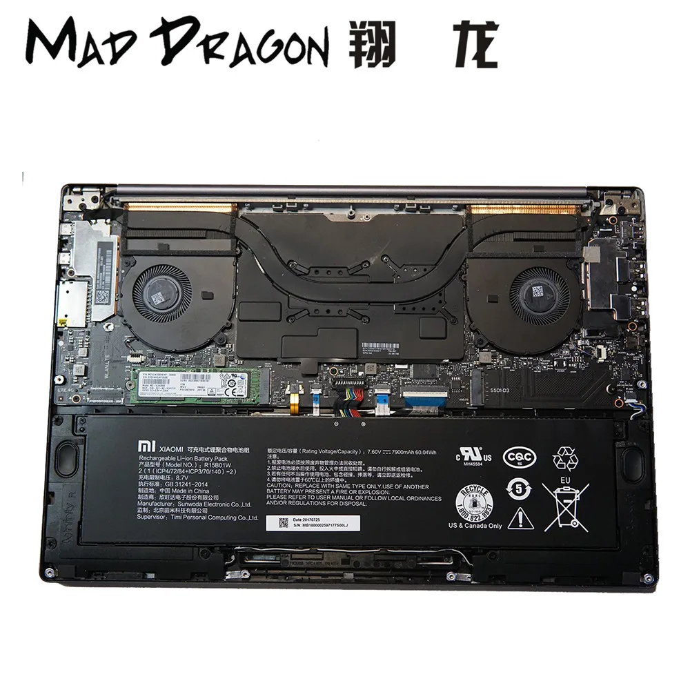 Бренд MAD DRAGON, ноутбук, вентилятор охлаждения процессора, видео Вентилятор охлаждения GPU для Xiao mi NoteBook PRO 15,6 mi air Pro 15," вентилятор процессора GPU