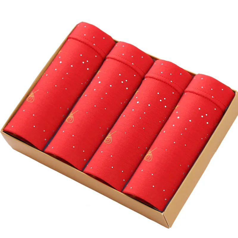 4 шт. китайское красное нижнее белье мужские трусы-боксеры мягкие дышащие трусы