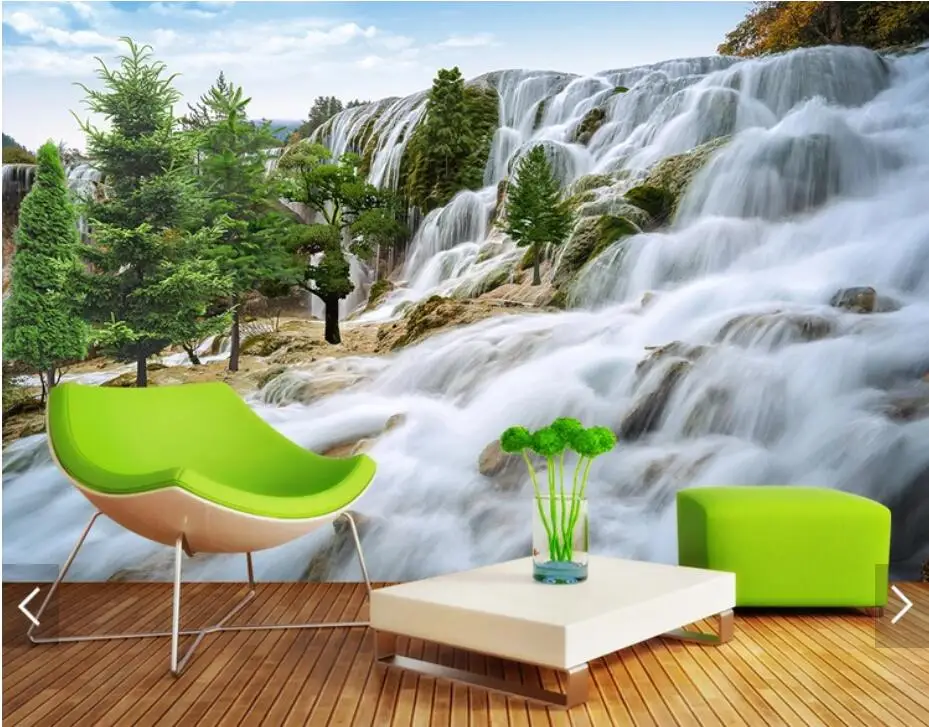 

Waterfall Forest Wallpaper Mural Photo Wallpaper Living Room Bedroom Wall Paper Contact Paper 3d Wall Murals Customize